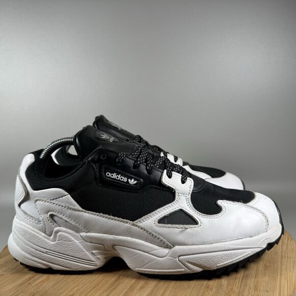 Adidas Falcon Trail Womens 9.5 Black‎ White Oreo Shoes Sneakers Athletic - Picture 1 of 8